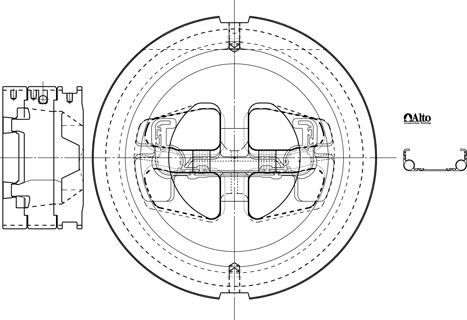 Matrice per corpi motore - Disegno tecnico